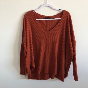 Oversized V neck thermal top